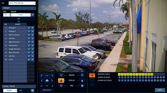 1080p AHD PTZ Camera - DVR Controls